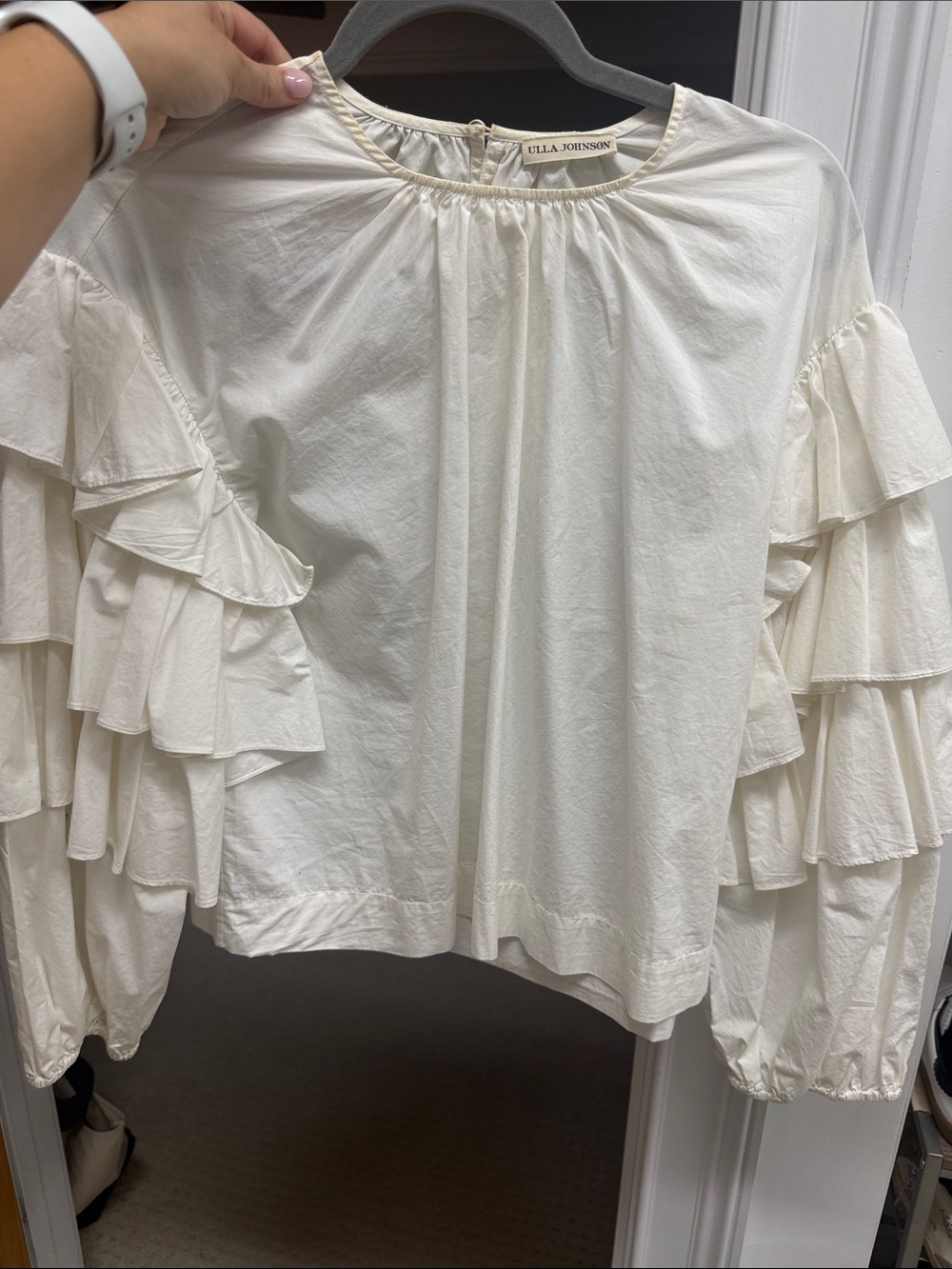 Ulla Johnson Ivory Tiered-Ruffle Cotton Blouse